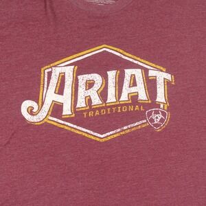 Ariat T Shirt Mens XXL‎ Maroon Red Graphic Logo Tee Short Sleeve Cotton Blend